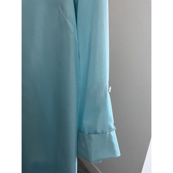 Vineyard Vines Seafoam Silk Shirt Dress Women's Size 4 Roll Tab Sleeve Option - Picture 4 of 9